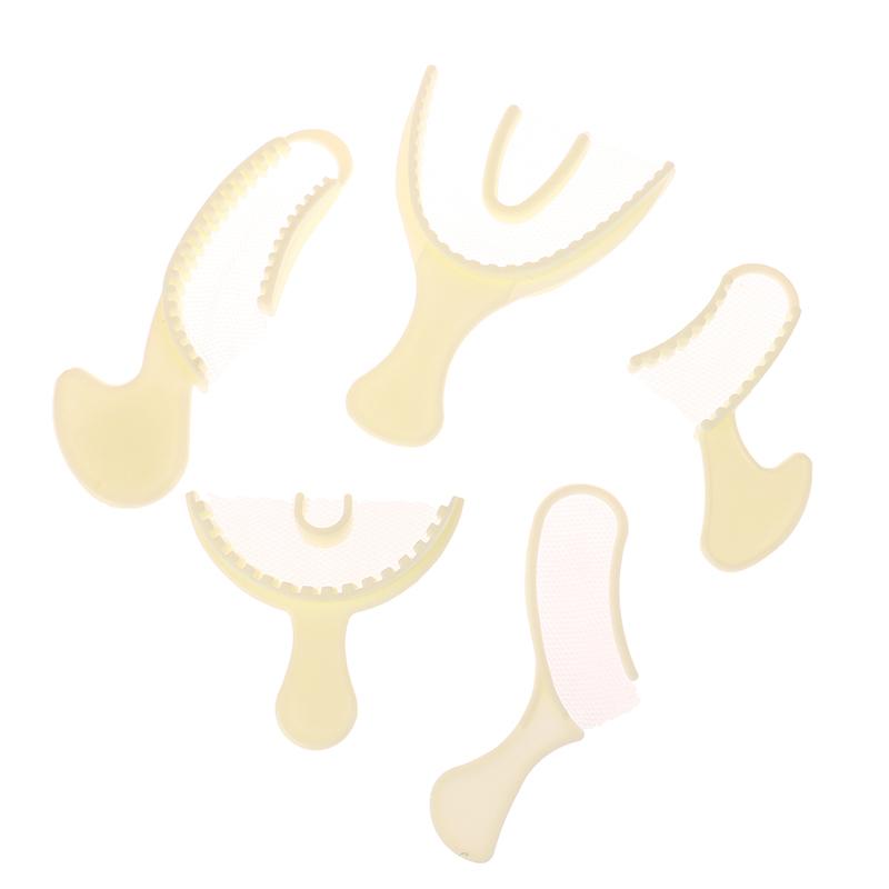 5 шт./компл. стоматологическая одноразовая прикусная ложка для снятия слепков белая с сеткой верхний и нижний стоматологический инструмент расходный материал для стоматологии