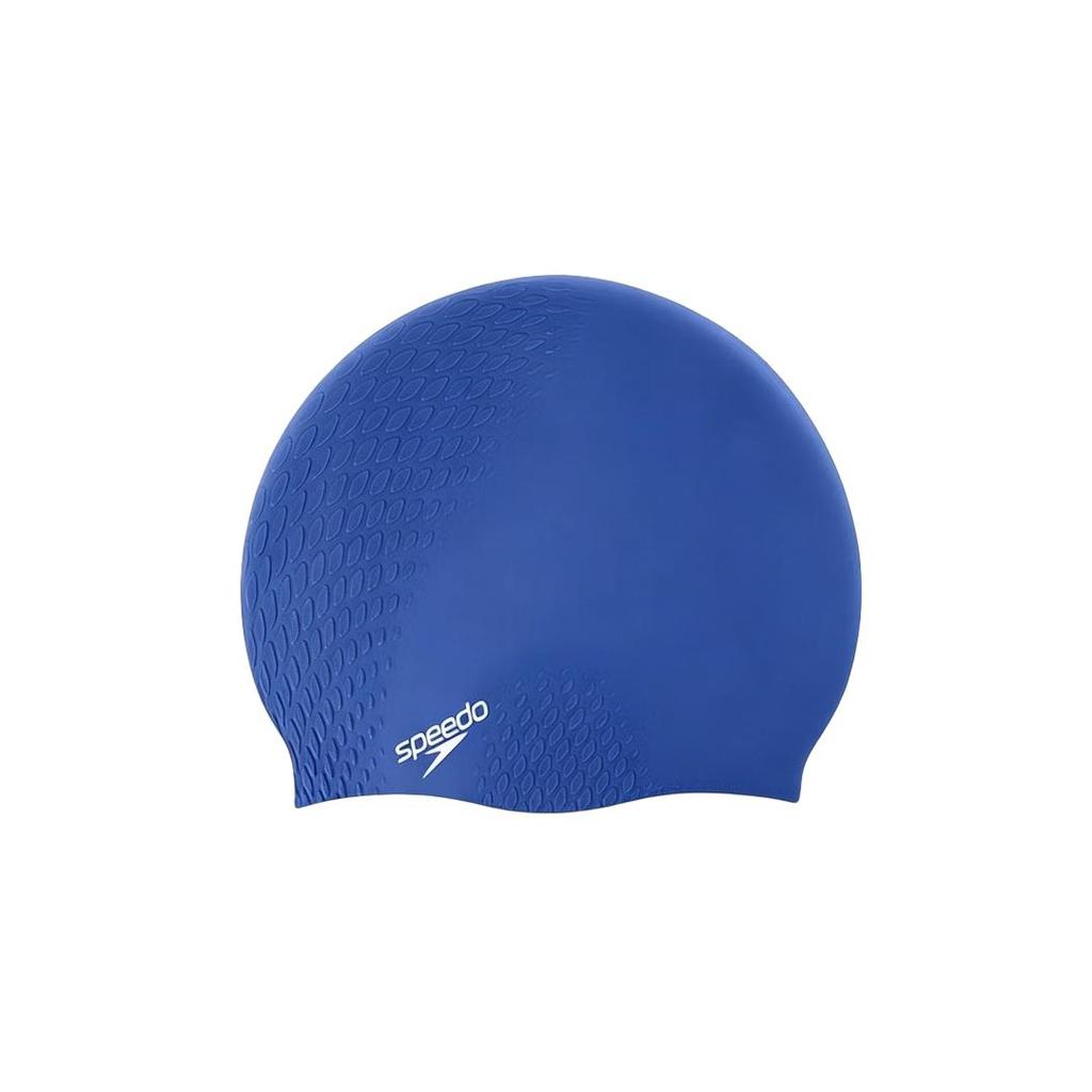Speedo Silicone Swimming Cap, Bubble Design, Waterproof, Hair Protection, Blue