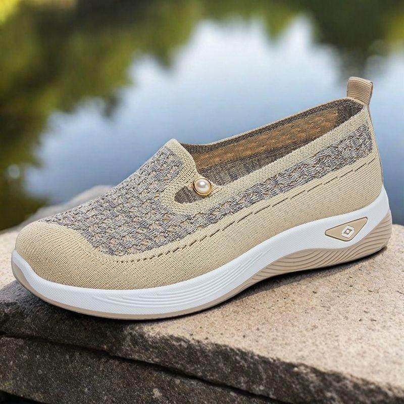 Новые летние ажурные женские туфли из ткани, нескользящие, сетчатые, дышащие, повседневные туфли для людей среднего и пожилого возраста