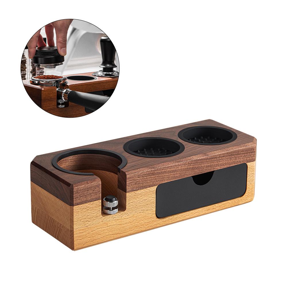 Деревянная станция для темперирования эспрессо, держатель для темперирования эспрессо, 3 отверстия, для 51-58 мм, универсальная
