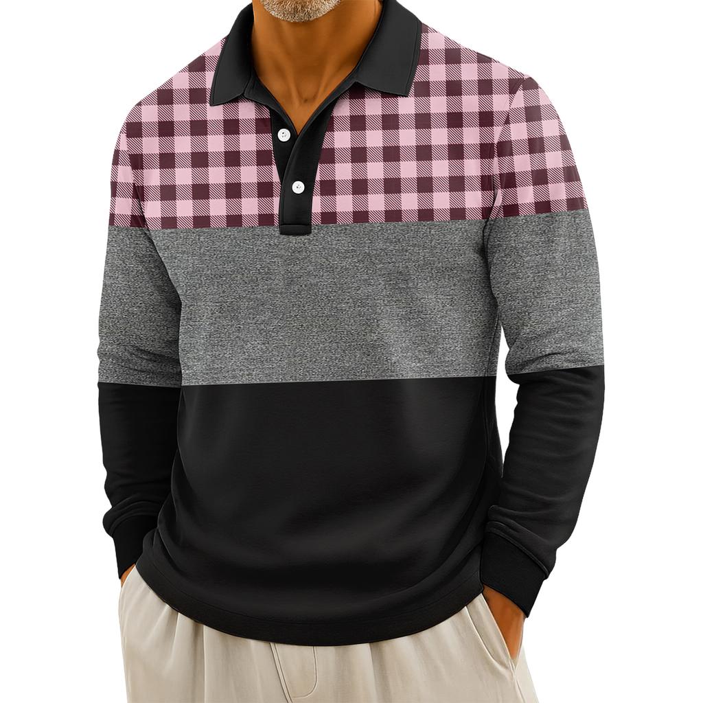 Мужские повседневные топы с длинными рукавами на пуговицах с полосатым принтом