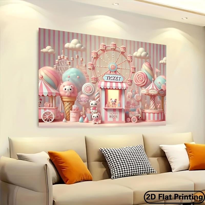 2D plane, 1-piece dreamy candy carnival background fabric, suitable for decoration in living rooms, bedrooms and offices