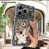 Phone Case: 2D flat suitable for iPhone 18 17 16 15 14 13 Pro, transparent four corner protective case, gray tabby kitten, Christmas and Halloween gif