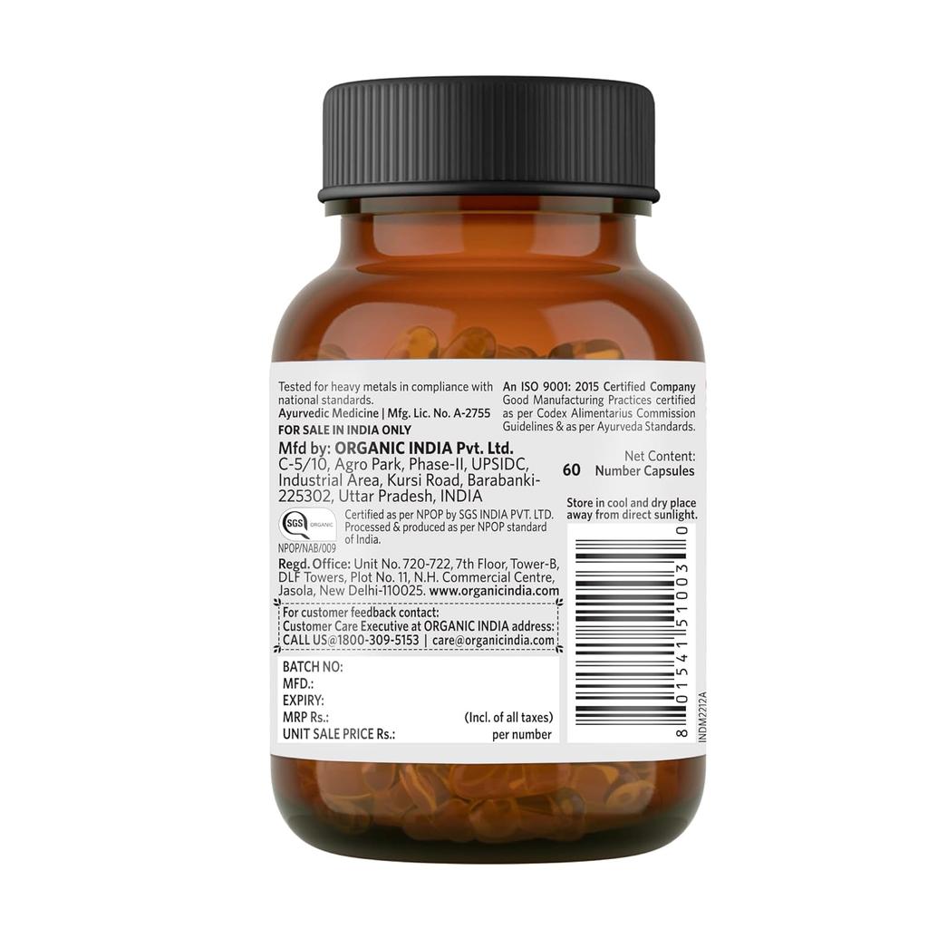 ORGANIC INDIA Капсулы моринги 60 вегетарианских капсул флакон с бесплатным образцом для поддержки энергии, выносливости, хорошего самочувствия