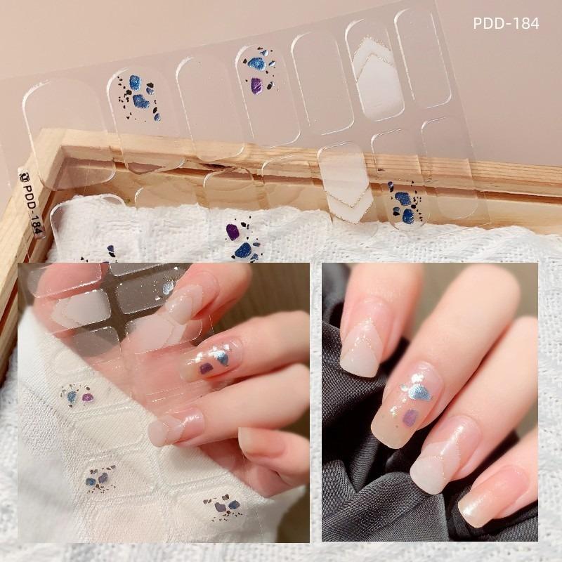 60 стилей DIY полуотвержденные гелевые наклейки для ногтей долговечные однотонные свежие цветы весной полоски для ногтей патч-слайдер наклейка с полным покрытием