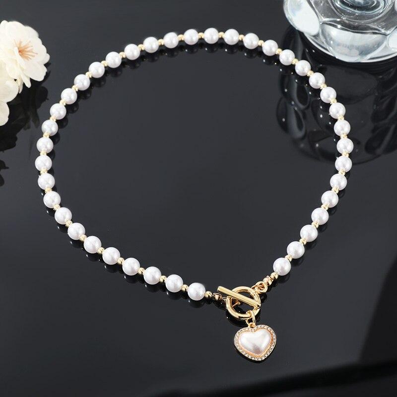 1pcs Gold-color Necklace Ladies Light Luxury Wind Super Fairy Temperament Love Heart With Diamonds Collarbone Chain