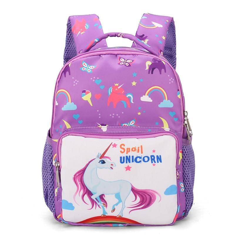 Printed Cartoon Unicorn Backpack Nylon Construction Suitable For Children Daily