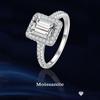 Moissanite Ring for Women Emerald Radiant Cut S925 Sterling Silver for Women Wedding Fine Jewelry