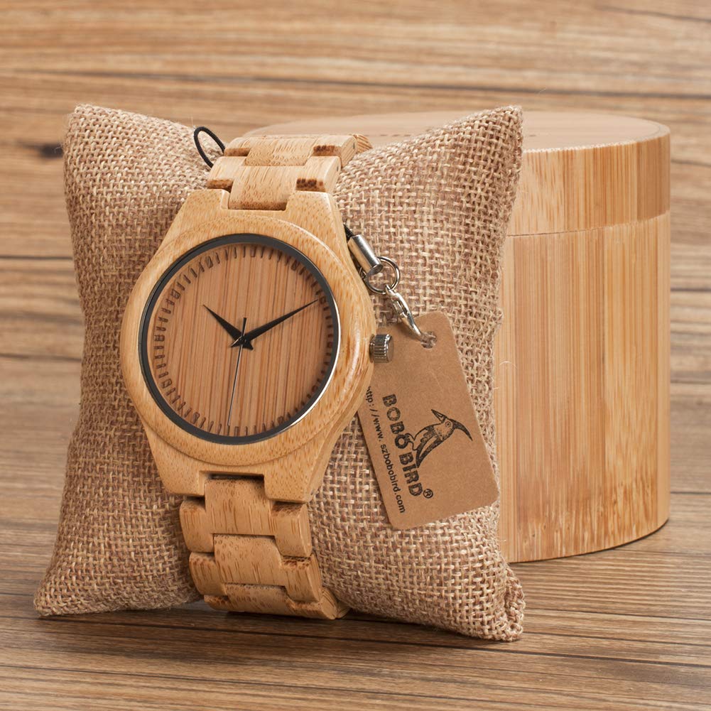 BOBO BIRD and Handmade Bamboo Wood Quartz Watch with Scale Lightweight Casual Sports Watch Men's Women's Movement, (Men's)