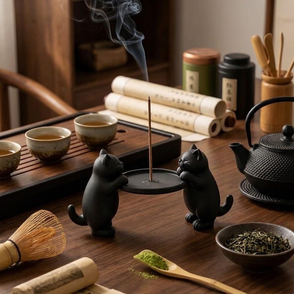 3D Printing Two Cats Incense Holder Minimalist Incense Stick Holder Household
