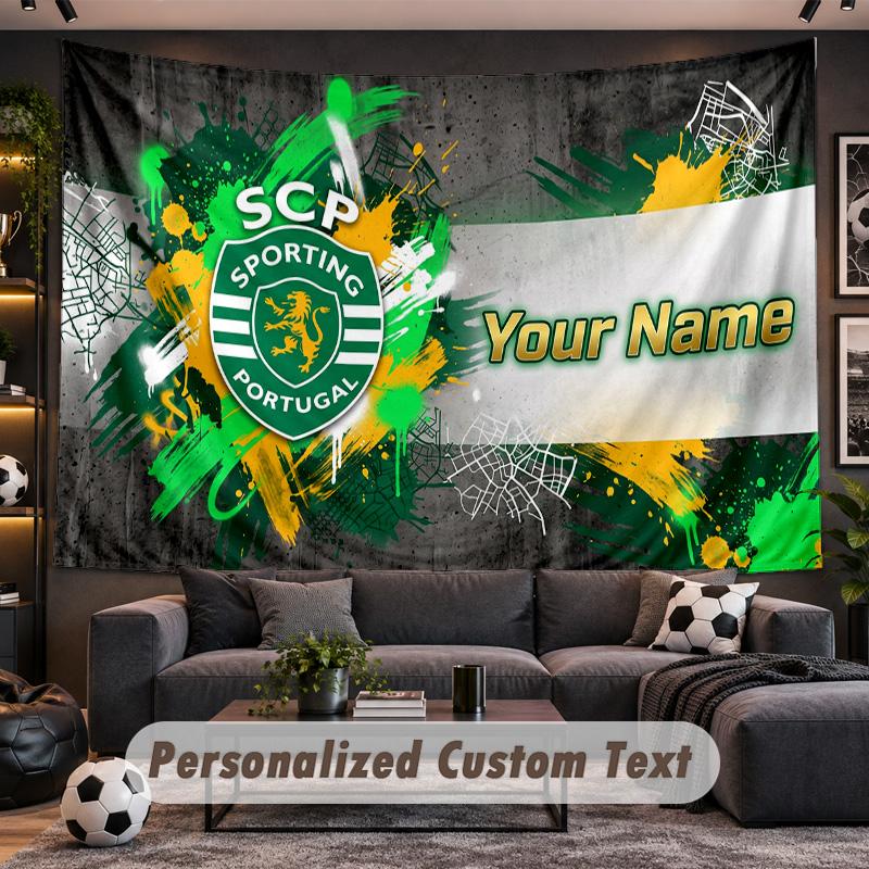 Персонализированный гобелен Sporting CP Поддержка Индивидуальное Имя, Настенное Искусство Домашний Декор