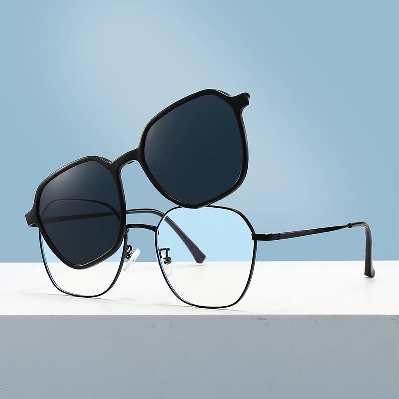 Винтажный набор квадратных солнцезащитных очков с 2 сменными линзами Женская мода Поляризованные очки Модный дизайн Солнцезащитные очки для улицы