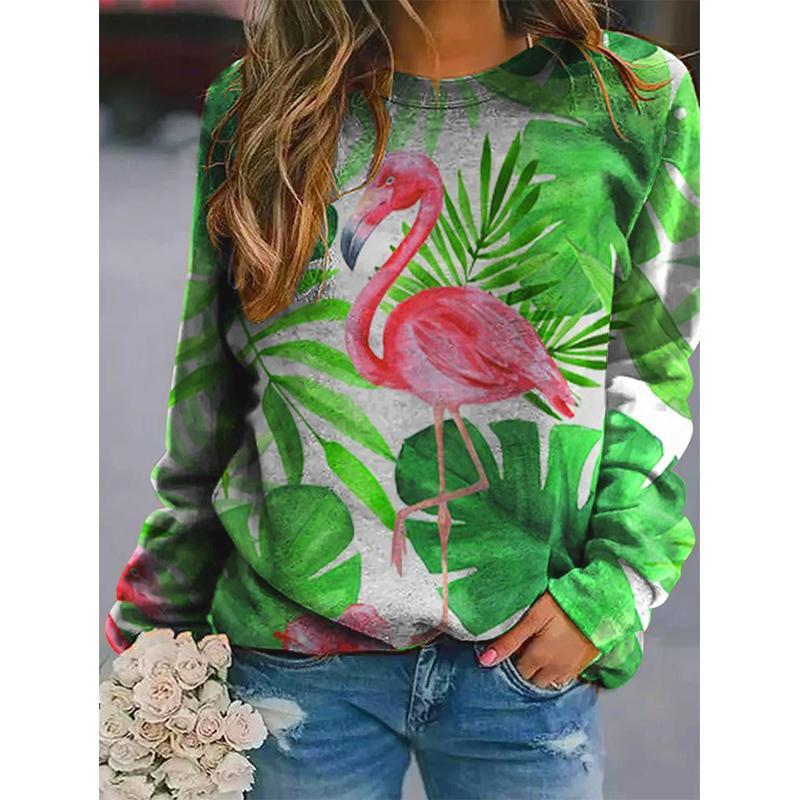 Fashion Sweatshirts Parrot Floral Flamingo 3D Print Hoodies Women Streetwear Long Sleeve Pullovers Top Y2k Hoodie Woman Clothing
