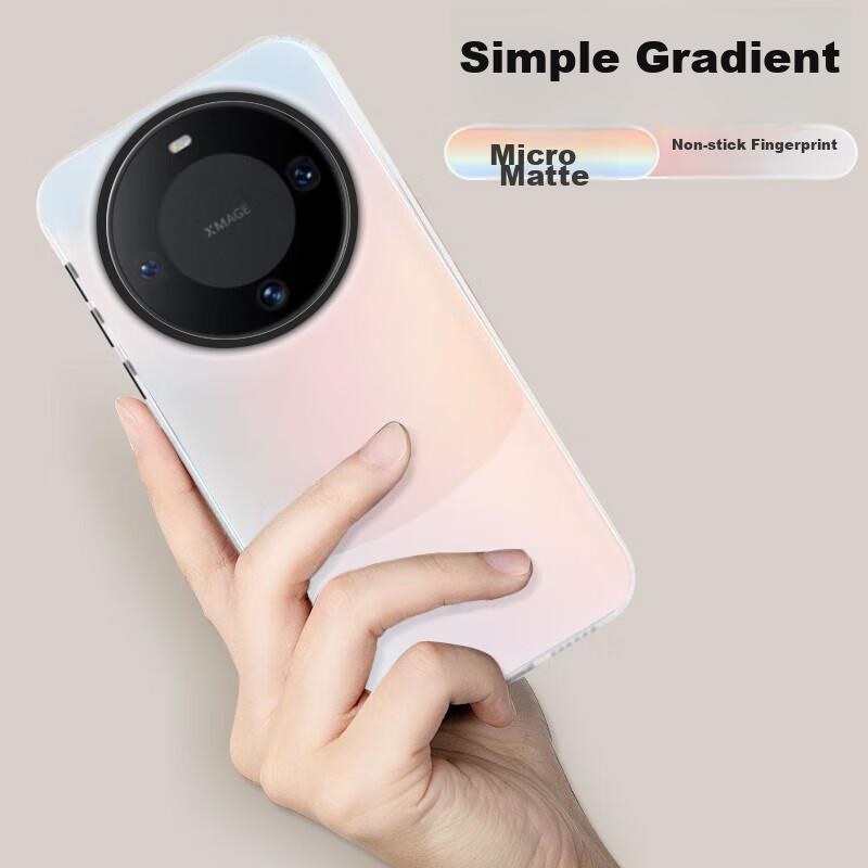 Phone Case for Huawei Mate60 Pro, HUAWEI Mate60 Pro+ Protective Cover, Silicone Soft Edge, Simple Anti-Drop Laser Gradient High-End Frosted Hard, Gray