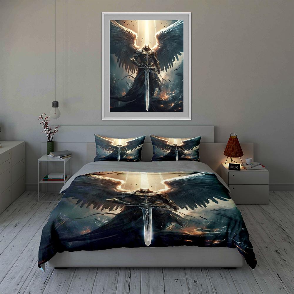 Winged armored warrior. Bedding Duvet cover sets Duvet covers Pillowcases gifts (1 * Duvet Cover 2 * Pillowcases, without duvet insert)