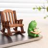 Cute Healing Small Decoration Cute Mini Frog Resin Figurine Rocking Chair Design with Book Coffee Home Bedroom Office Decoration
