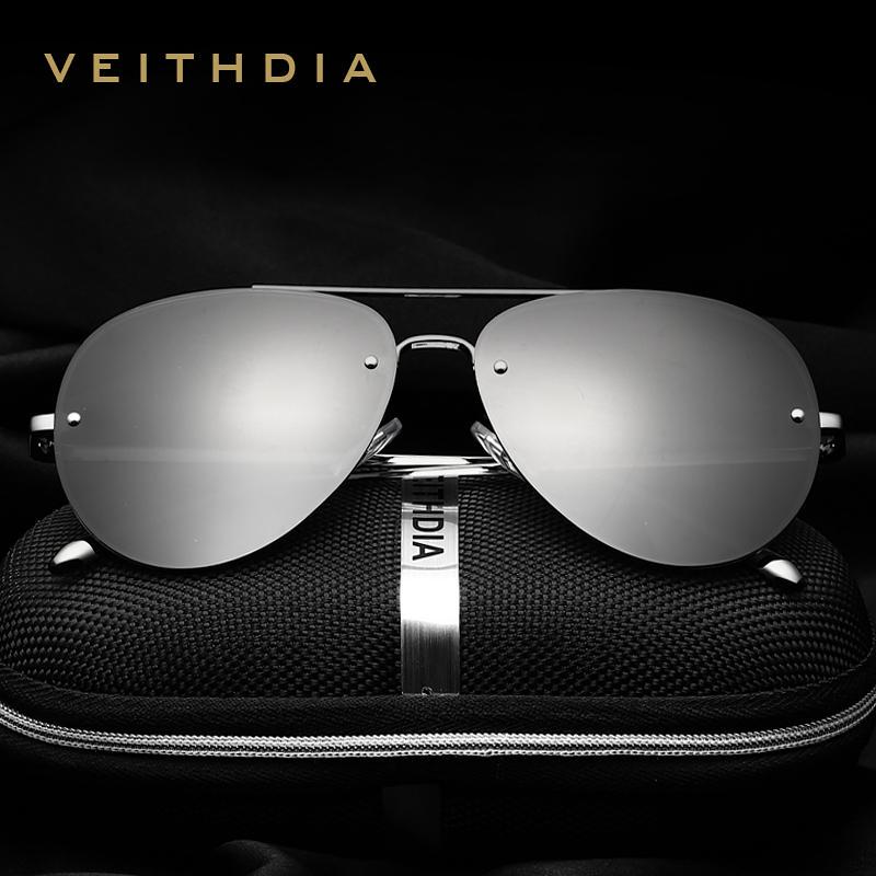 VEITHDIA Brand Rimless Fashion Unisex Sun Glasses Polarized Coating Mirror Sunglasses Male Eyewear
