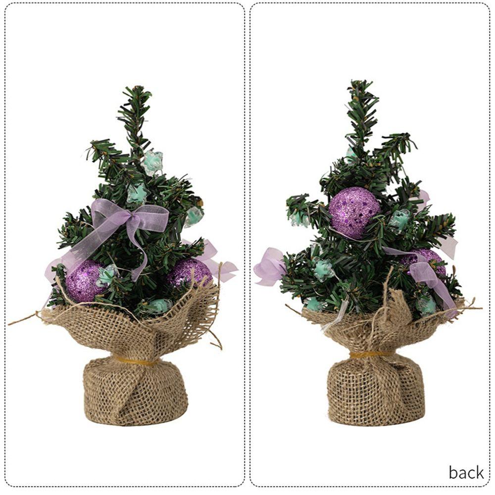 With LED Light Desktop Tree Ornaments 20cm Artificial Christmas Pine Tree Children Gifts