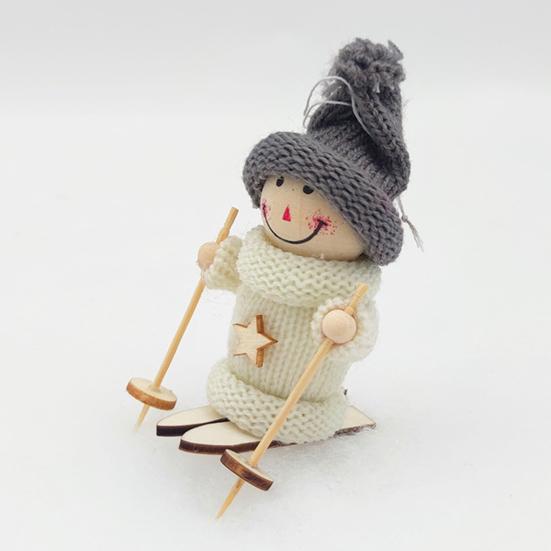 Christmas Ski Girl Doll Handmade Knitted Hat Clothes Reusable Xmas Tree Hanging Gnome Decoration Ornament Pendant Party Holiday Festival Gift