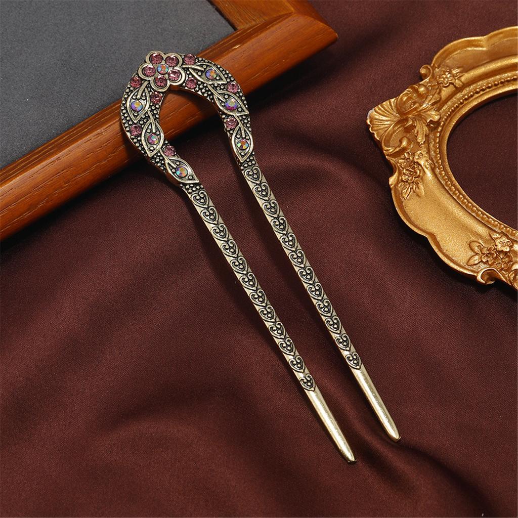 Elegant Leaf Hair Stick with Crystal Filigree Buyao for Women Girl Buyao for Traditional Headpieces Hair Jewelry