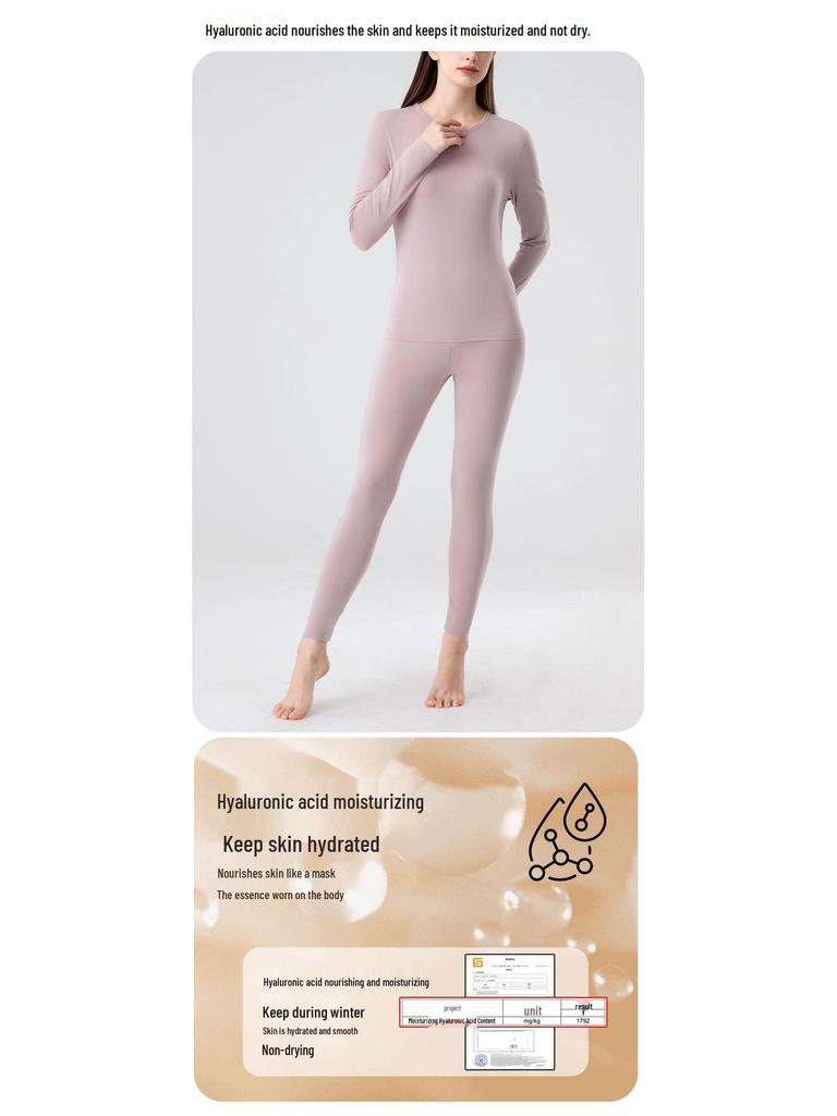 Женский антибактериальный комплект термобелья из модала Lenzing, улучшающий кожу - Базовый слой класса А для осени/зимы