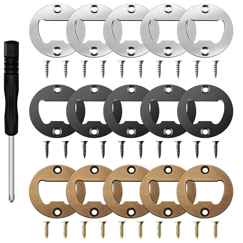 Bottle Opener Inserts Kit Stainless Steel Round Bottle Opener Inserts with Screws and Screwdriver for Bottle Opener DIY Mould1