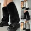 1 Pair Women Furry Leg Warmers Faux Fur Leg Warmers Boot Covers Lady Cute Knee-length Warm Leg Socks