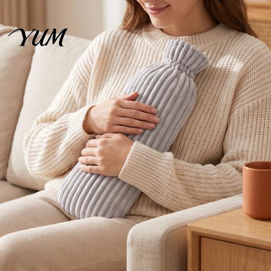 Explosion Proof Water Warmer 500/1000ML Long Hot Bottle with Plush Cover, Leak-Proof Lasting Bag, Menstrual Cramp Pain Relief Bag PVC