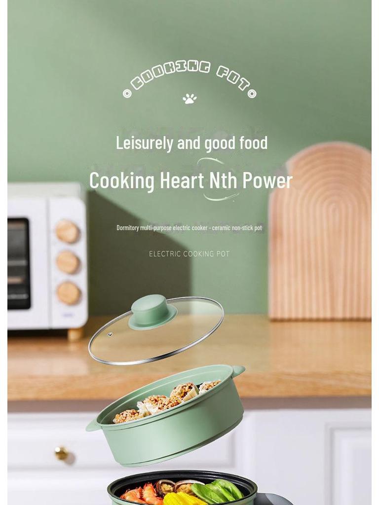 Компактная многофункциональная электрическая кастрюля для общежитий - антипригарная мини-плитка для студенческих обедов и лапши