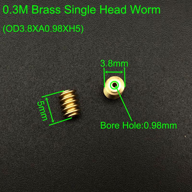 5Pcs 0.3 Modulus Brass Worm Gear Single-Head Worm 3.8x5mm Bore 0.98mm 14T Worm Wheel 14:1 Reduction 4.8x2mm 1.48mm Aperture 1.5A