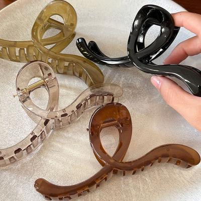 Geometric Plastic Hair Claw Transparent Wave Hair Clip Elegant Cross Shark Clip Party