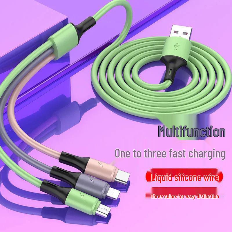 1.2M Многопортовый зарядный кабель из жидкого силикона: Совместим с Apple, Android и TYPE-C.