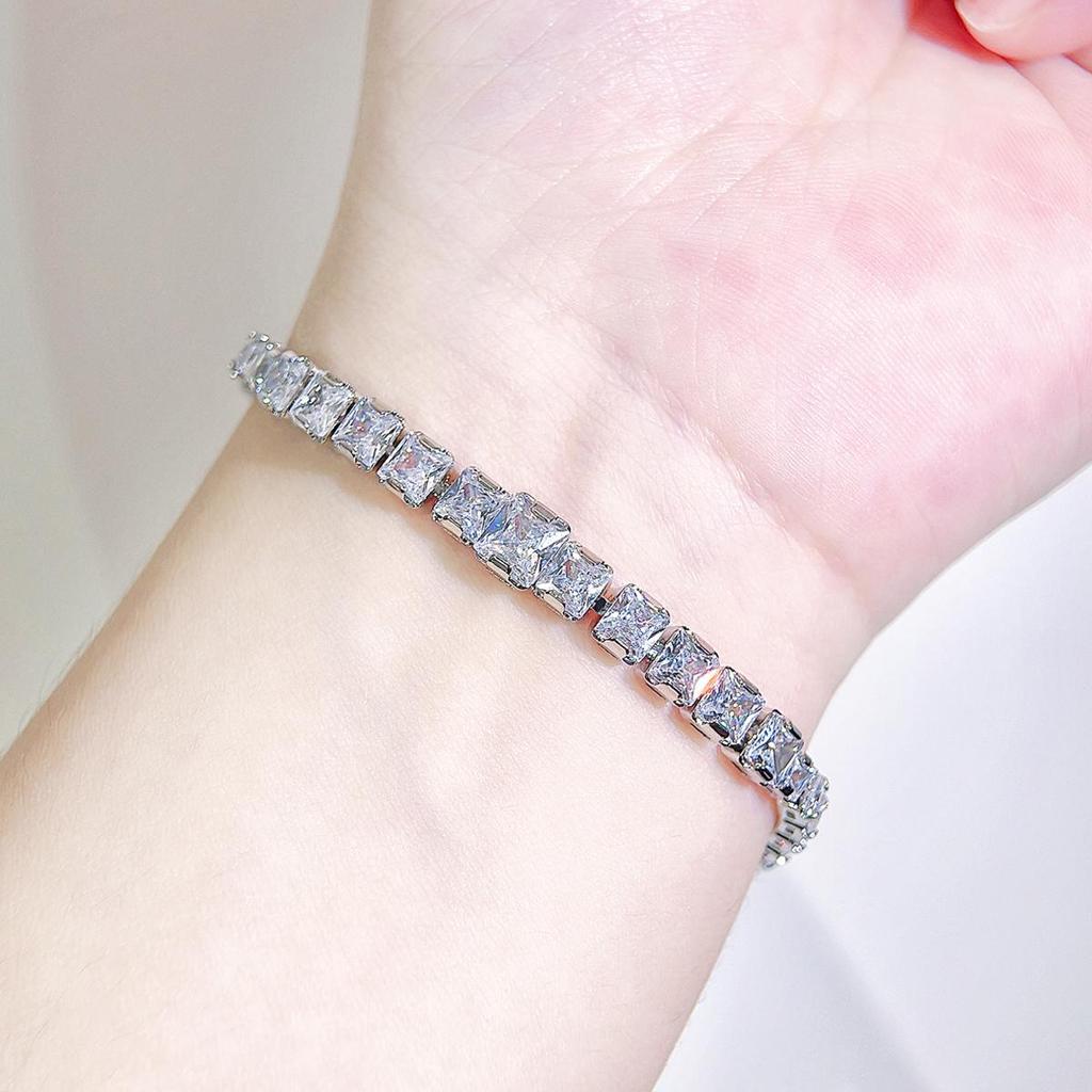 CMM Korean-Style Elegant Temperament Women's Jewelry High-Quality Metal Accessories Shiny Zircon Tennis Bracelet