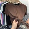 Women's 2023 Summer Korean Style Slim Fit Solid Color Round Neck T-Shirt