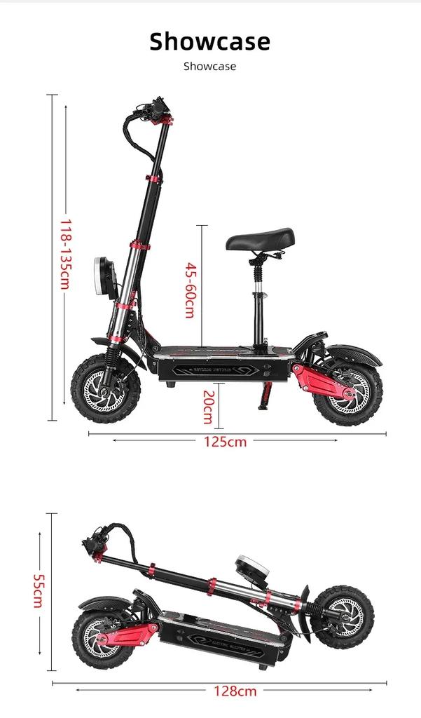 EU 2025 S5-11 38Ah 6000W 60V 38AH Max Speed 95km/h Oil Brake 11Inch Electric Scooter 100Km Range NFC Key Connectable Application