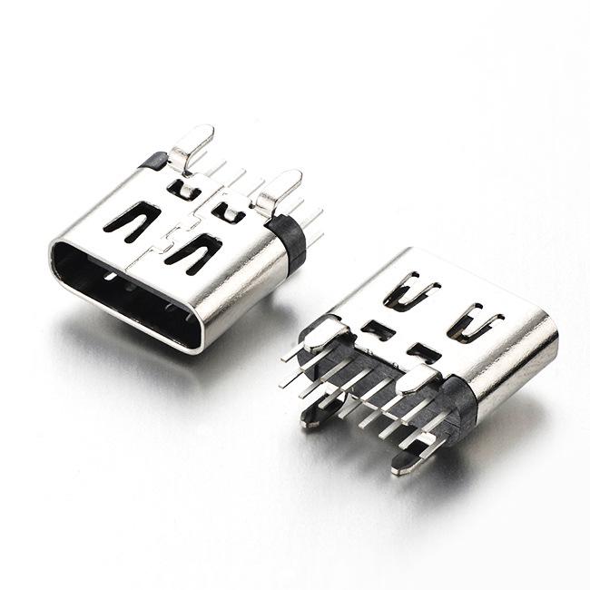 Разъем USB 3.1 Type-C, гнездо, вертикальный монтаж, 6,5 мм, длинный штырь для извлечения 1,3, с пружиной/без пружины, лента.
