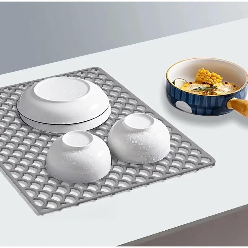 Кухонный силиконовый коврик для защиты раковины, складной, противоскользящий, для сушки посуды, бытовой многофункциональный коврик для стола