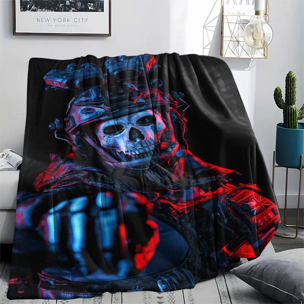 1PC GHOST Print Flannel Blanket, High quality Comfortable for All Seasons, Home Decor, Warmth and Comfort, Perfect for Christmas Gifts159