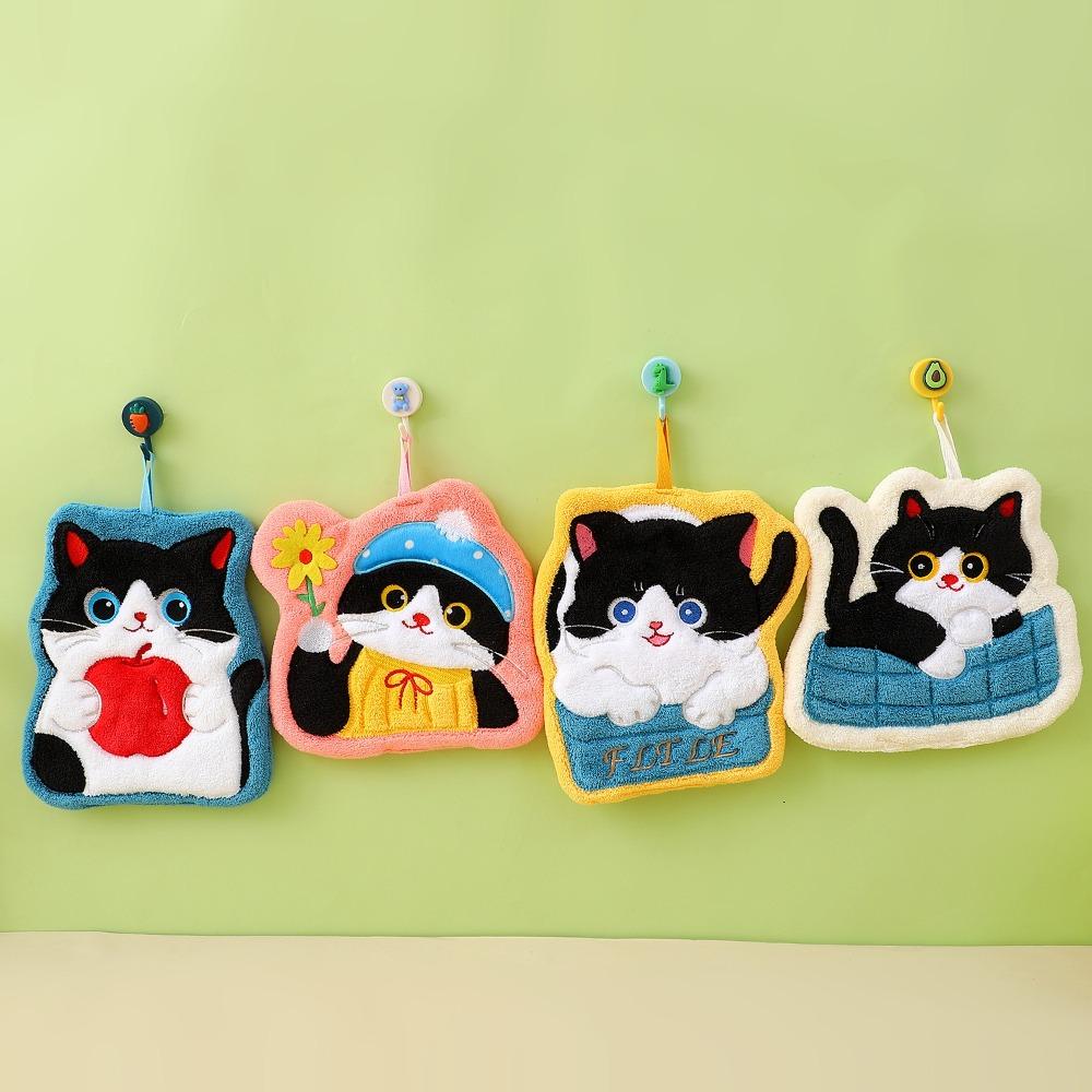 Cute Cat Kitchen Toilet Handkerchief Soft Washcloth New Hand Towel