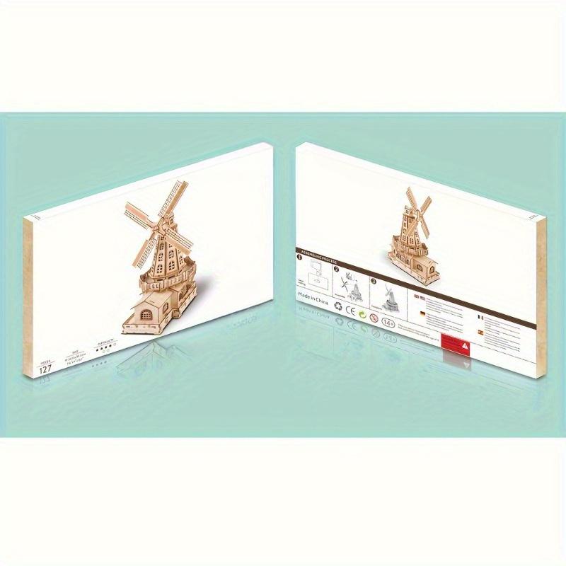 3D Модель-конструктор Деревянная модель ветряной мельницы Детали для сборки своими руками и декоративный элемент - Идеальный креативный подарок