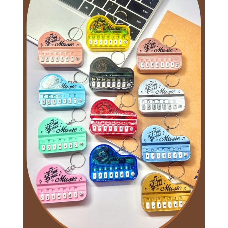 Playable Miniature Piano Keychain Toy For Children Portable Musical Instrument With LED Light Safe Plastic Design