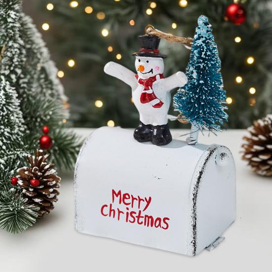 Рождественский почтовый ящик украшение металлический почтовый ящик подвесное украшение с 3D снеговиком Сантой лосем елкой статуэтка кованое желе почтовый ящик для дерева домашний декор