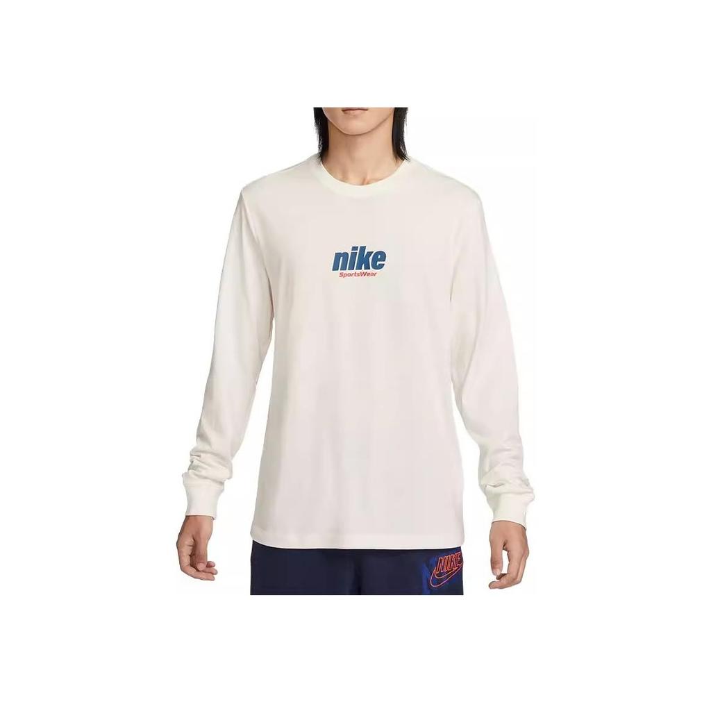 Nike Спортивная одежда Повседневный свитер с буквенным принтом Круглый вырез с длинным рукавом Футболка Мужская Топы Белый HQ1569-133