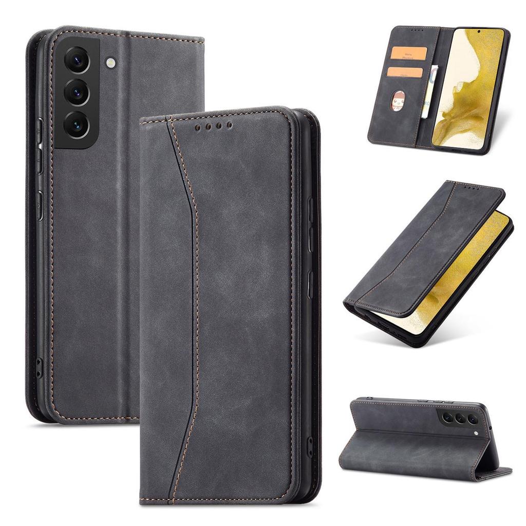 Premium Magnetic Wallet Case with Stand for Samsung Galaxy S23+ - Black