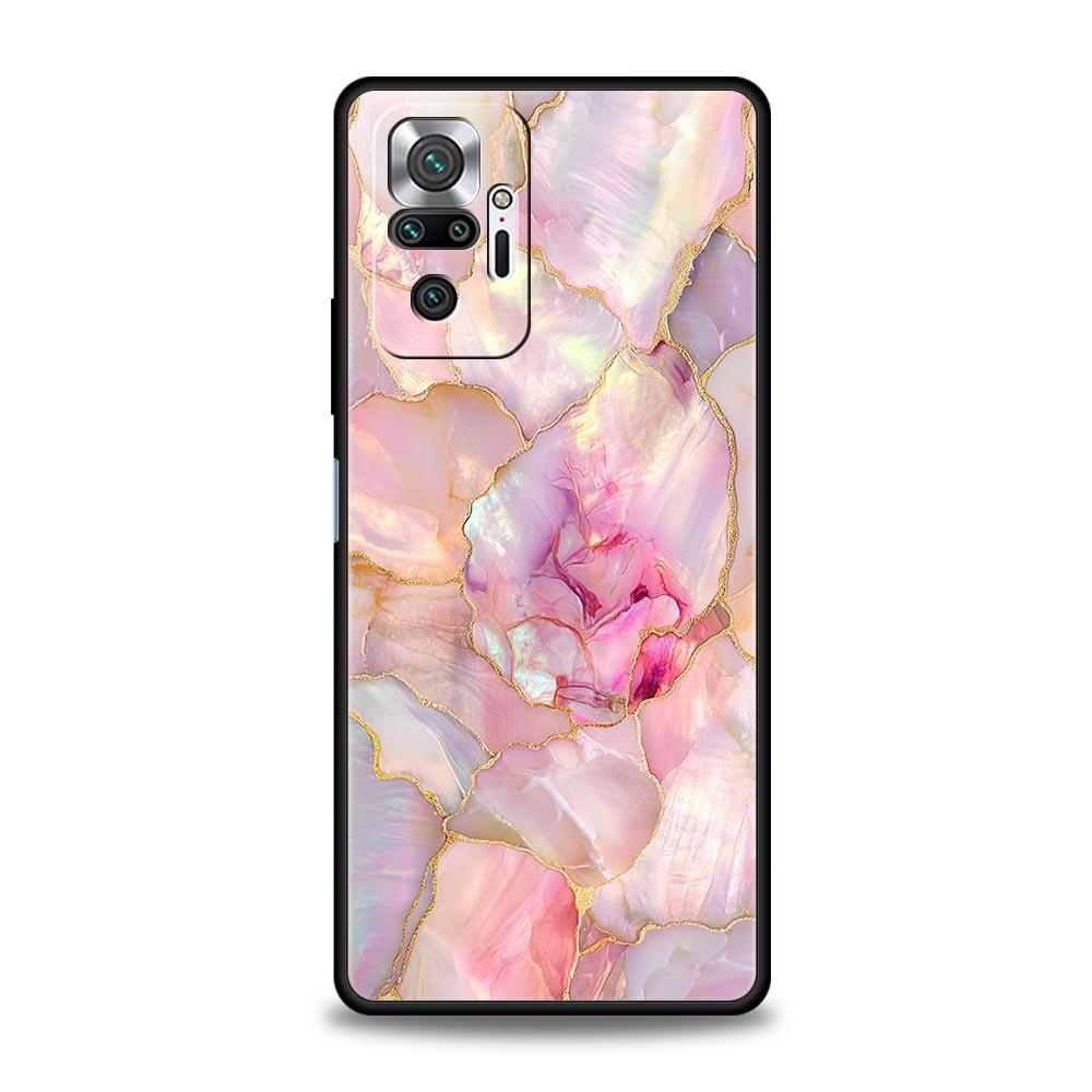 Модный Золотой Розовый Мраморный Чехол Для Телефона Для Xiaomi Redmi Note 14 13 5G 10 11 12 Pro Plus 4G 14C 13C 12C 10C Черная Крышка