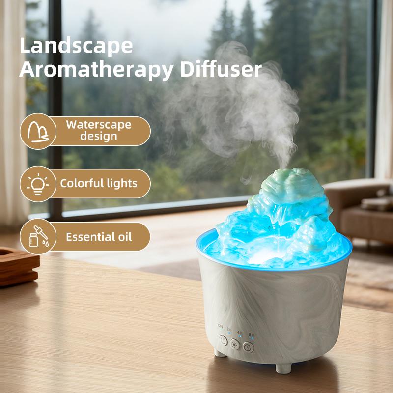 Xiaomi Rockery Flowing Water Landscape Design Desk Ultrasonic Humidifier USB Aroma Diffuser with 7 Colors Led Light for Home Room Decor