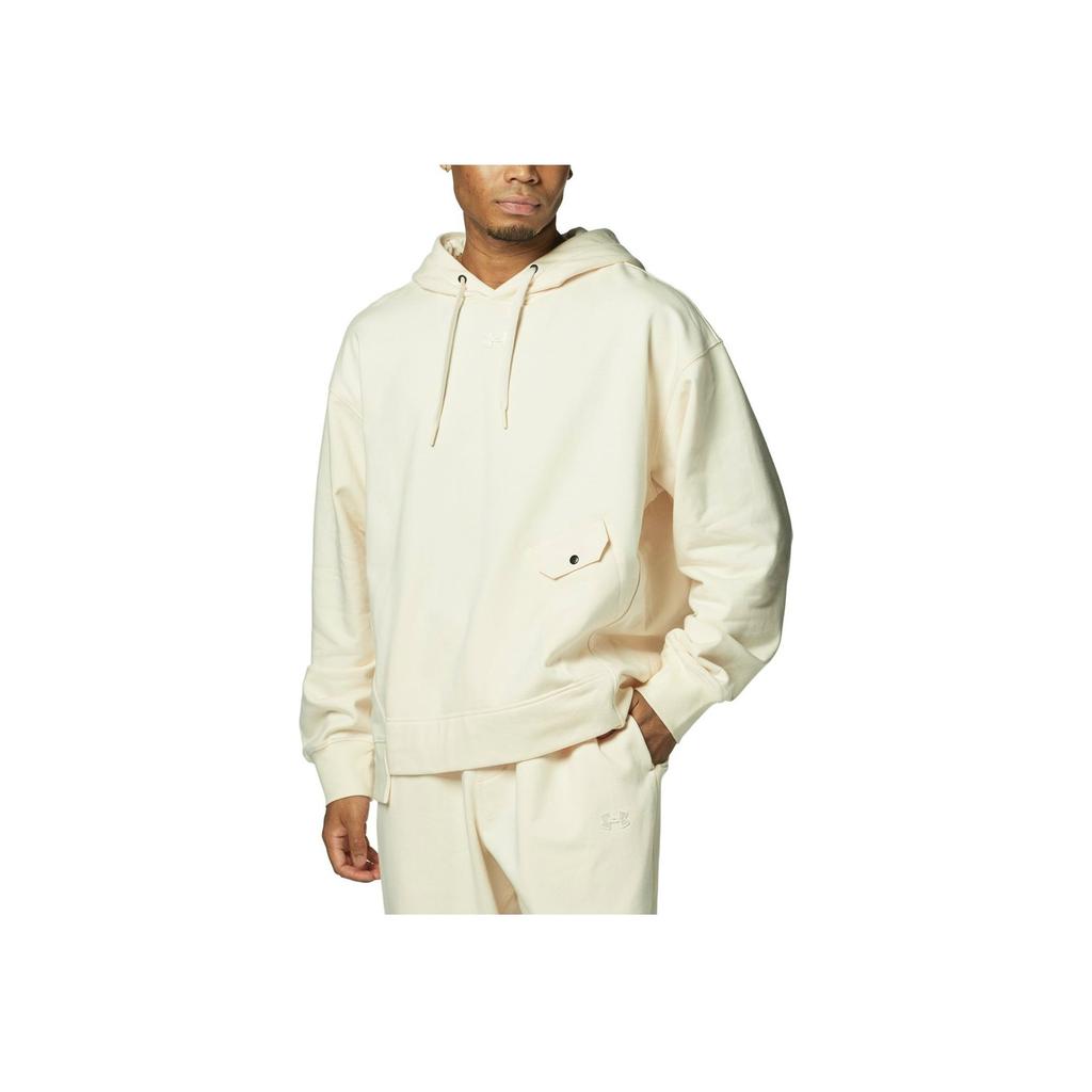 Under Armour Solid Color Casual Loose Fit Hooded Pullover Long Sleeve Sweatshirt Men Sweatshirt Beige 1387974-273