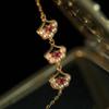 Exquisite Luxury Romantic Ruby Bracelet for Women Original Design Inlaid Artistic Pearls Fan Bangles Charm Wedding Jewelry