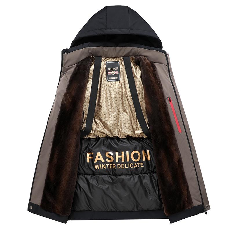 Men's Winter Thickened Cotton-padded Jacket Business Casual Down Jacket Mid-length Cotton Coat