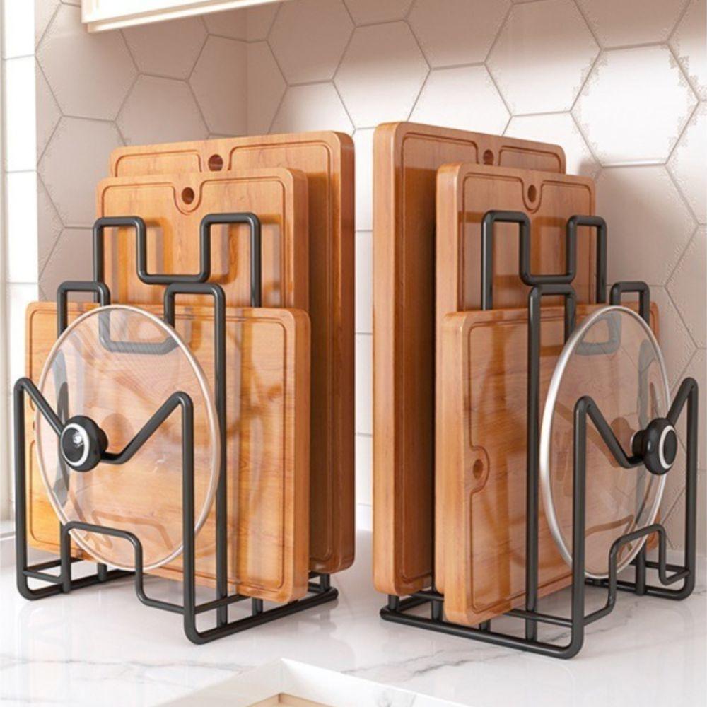 Space Saving Cutting Board Holder Iron Art Chopping Board Organizer Pot Lid Rack Shelf Plates